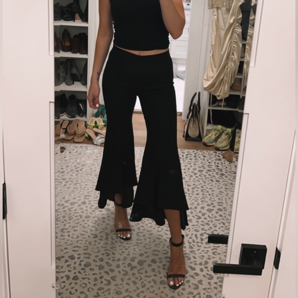 Black flare leg dress pants